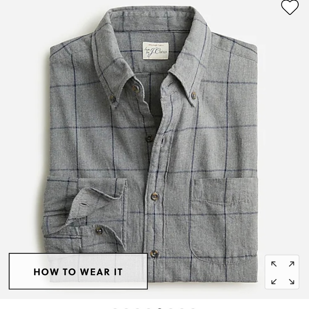 J. Crew Brushed Twill Shirt Tommy Plaid Grey